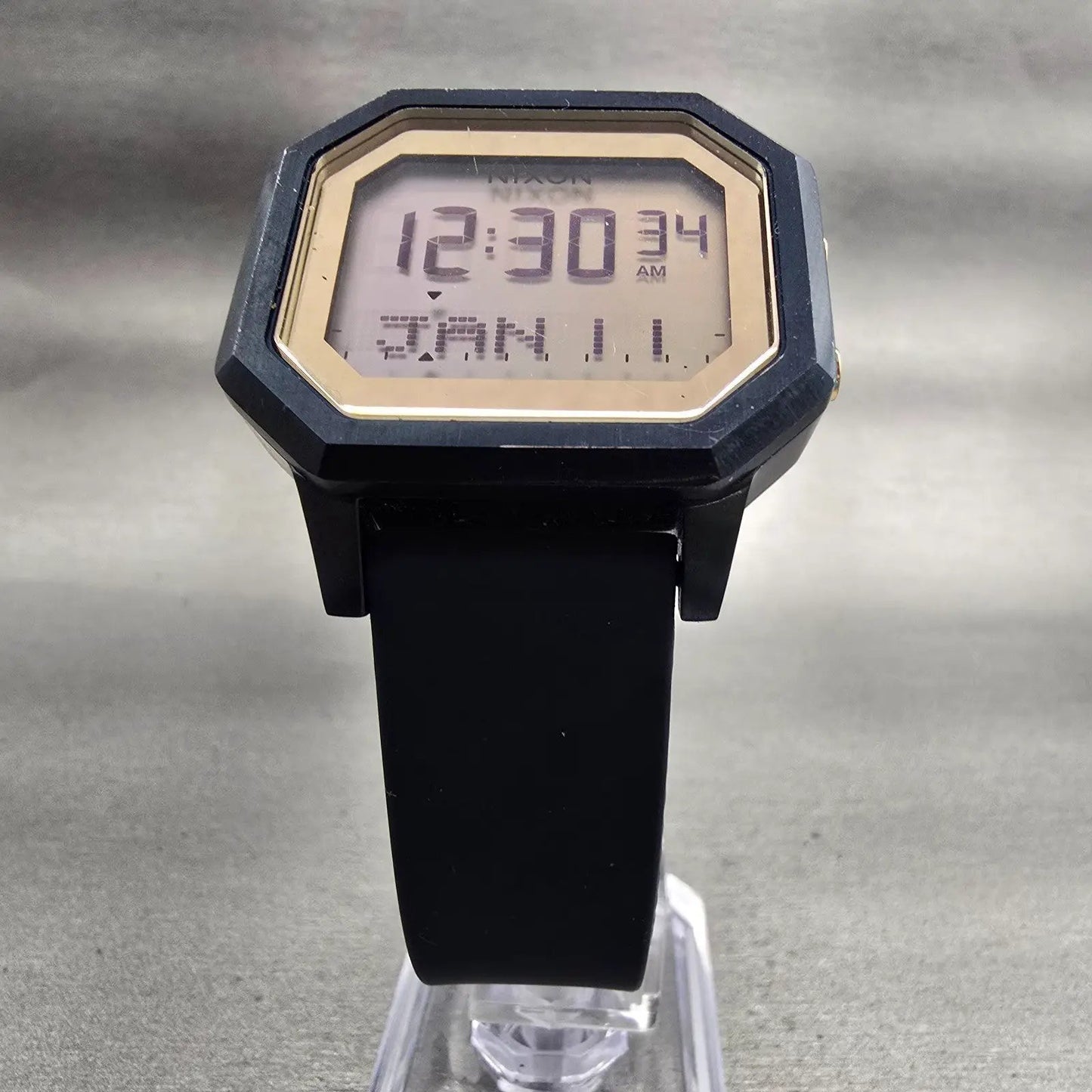 Nixon The Siren SS Digital Watch Men 36mm Blue Gold Tide Chrono Timer New Batt5