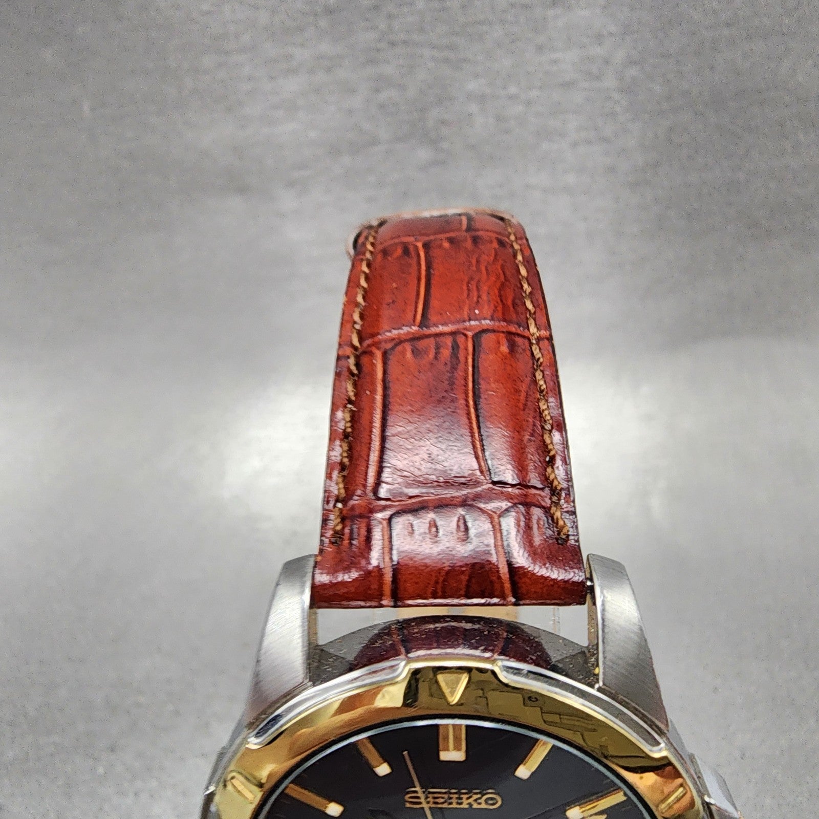 Seiko Watch Men 39mm Black Dial Two Tone Daydate Round 7n430az0 New Battery4