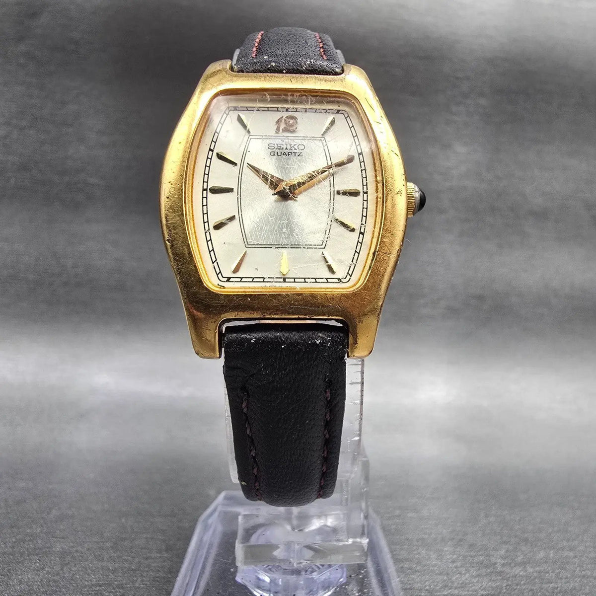 Seiko Watch Women 25mm Silver Dial Gold Tone Tonneau 4N00-6451 New Battery JP5