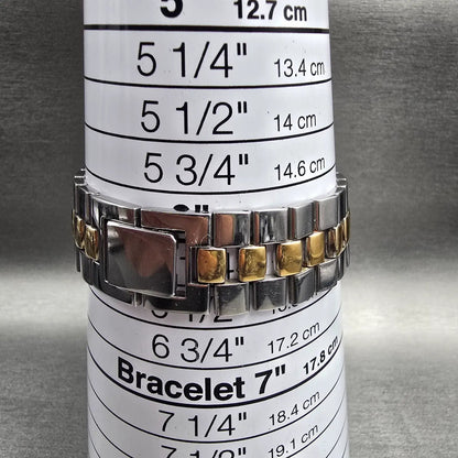 Seiko Lassale Watch Men 33mm White Dial Gold Tone Round 5A54-2000 New Battery9