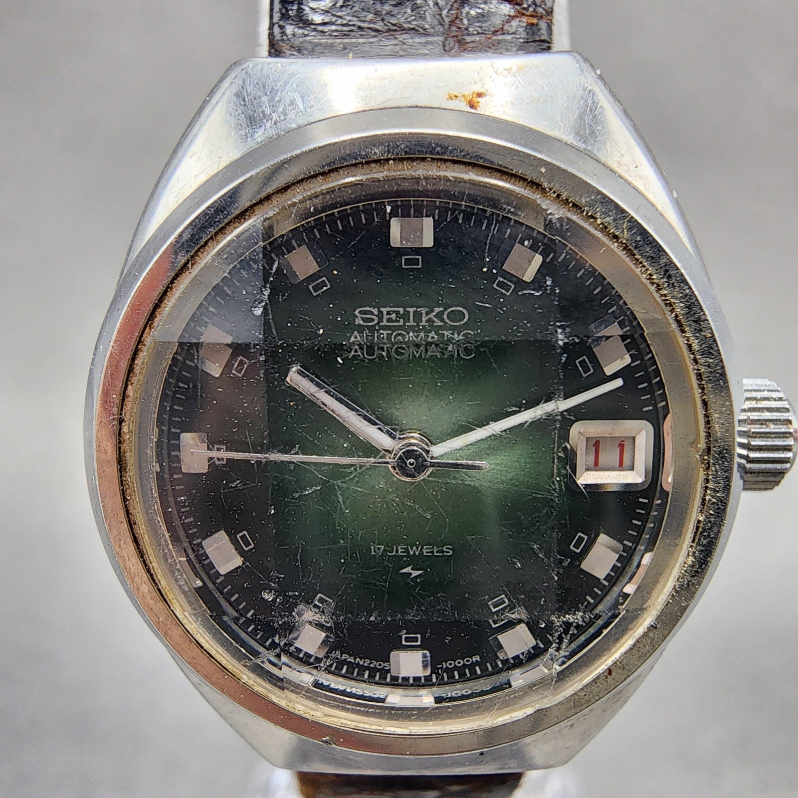Seiko Automatic Watch Women 25mm Green Dial Silver Tone Date 22060520 Runs1