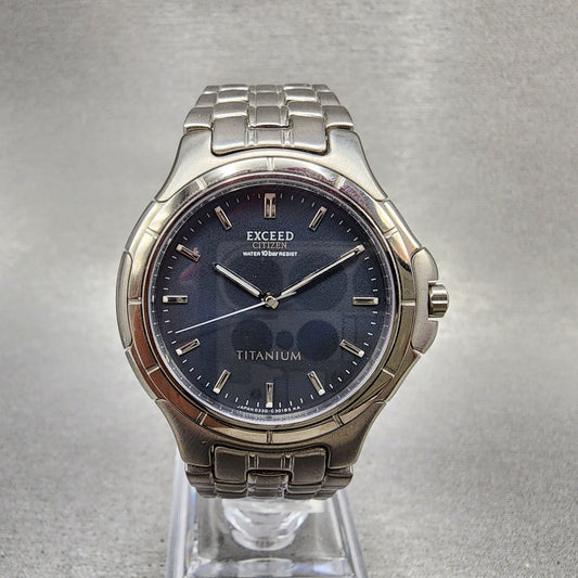 Citizen Exceed Watch Men 35mm Blue Dial Titanium 0330C30188 New Battery0