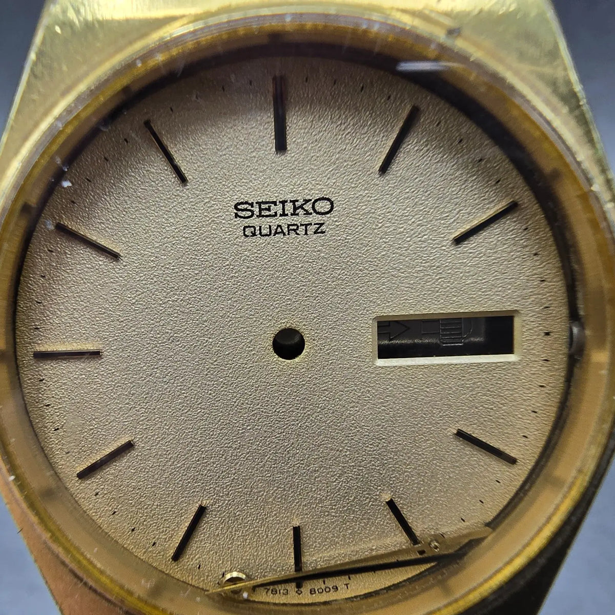 Seiko 7813-8009 Watch Case & Cream Dial Gold Tone Round 37mm W/Crystal and Hands1