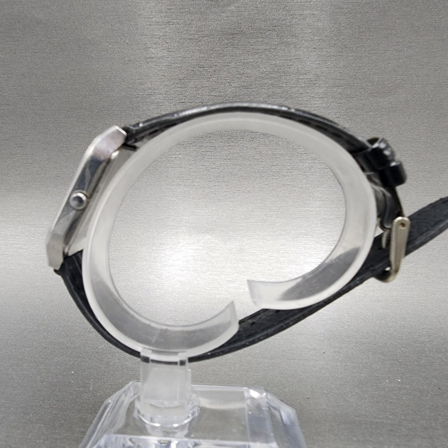 VTG Seiko Tank Watch Women 25mm Black Dial Silver Tone Rectangle 5P315020 PARTS7