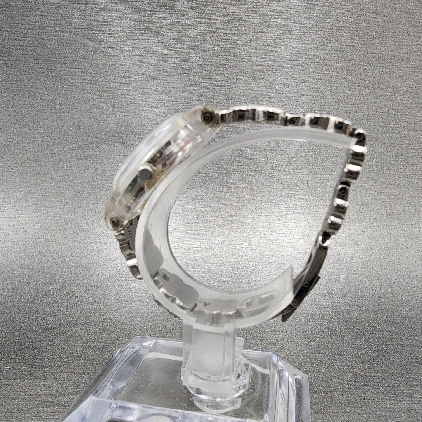 Swatch Clovercheck Watch Women 25mm White Dial Clear Case Round New Battery6