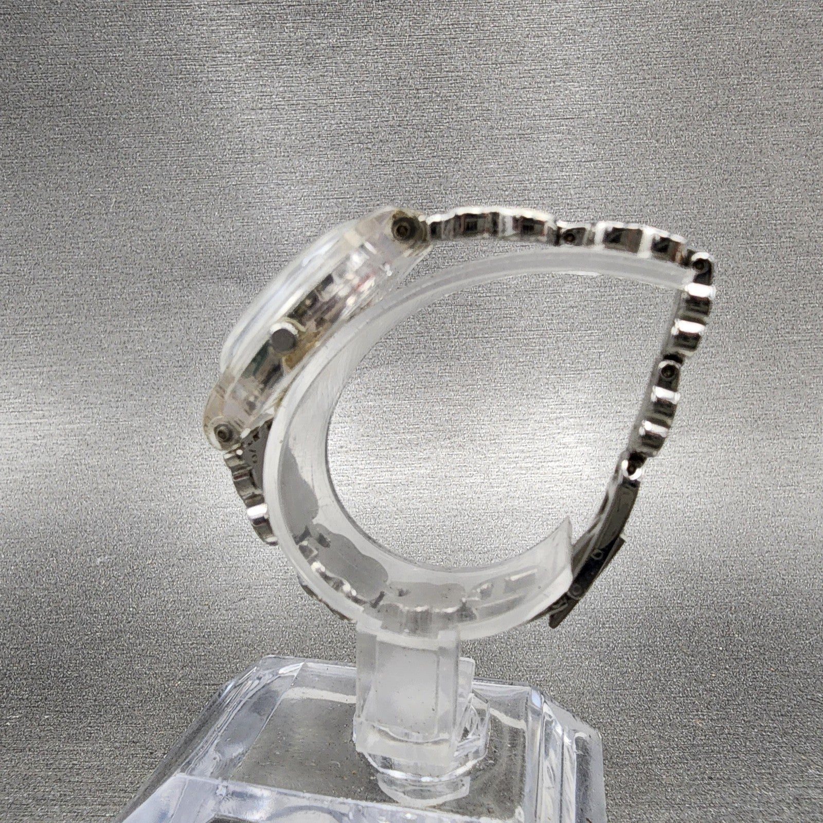 Swatch Clovercheck Watch Women 25mm White Dial Clear Case Round New Battery6