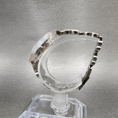 Swatch Clovercheck Watch Women 25mm White Dial Clear Case Round New Battery6
