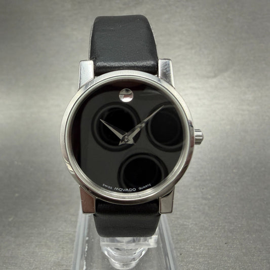 Movado Museum Watch Women 25mm Black Dial Steel Round 84.A1.845 New Battery ABC0