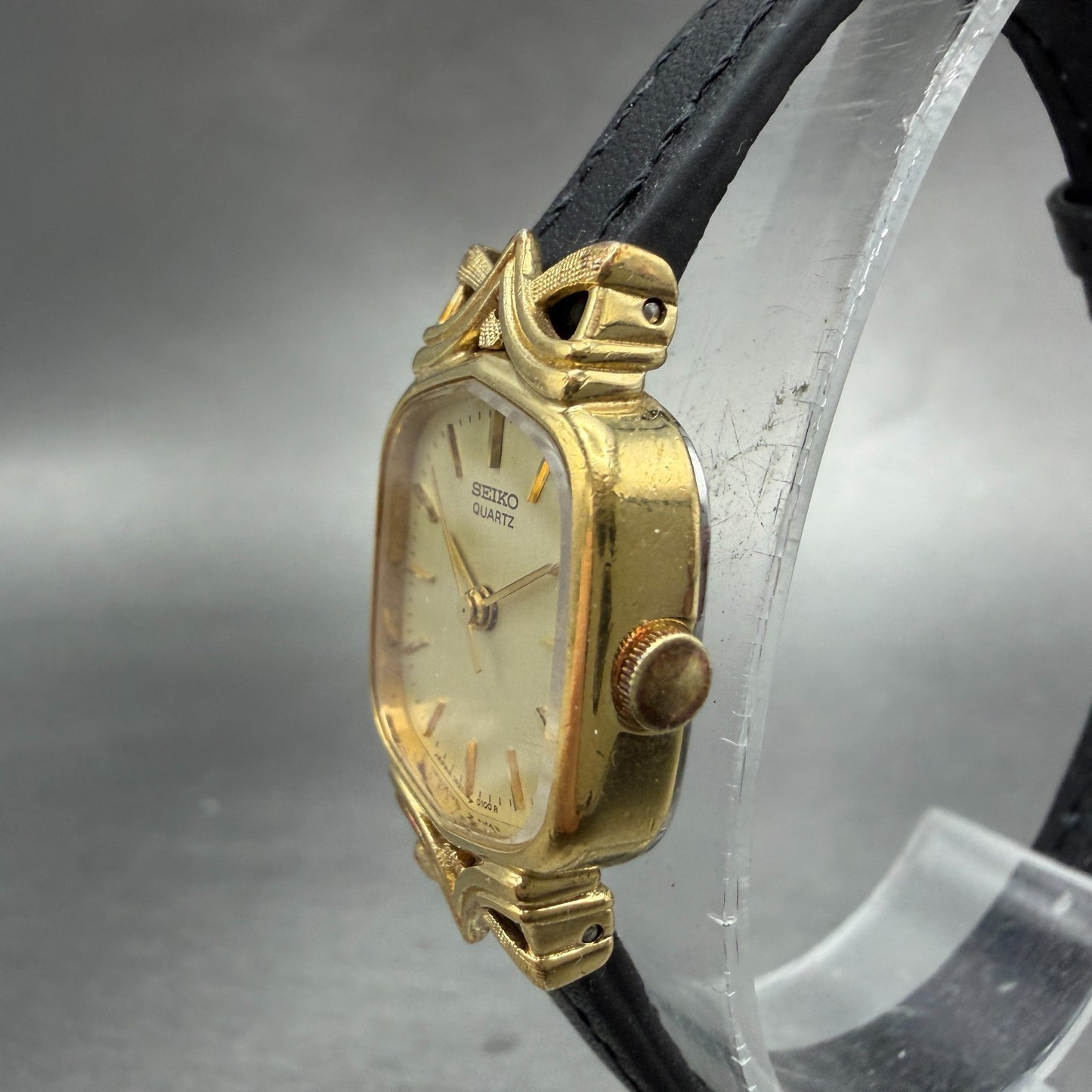 Seiko Watch Women 18mm Champagne Dial Gold Tone Rectangle 1421-5050 New Battery2