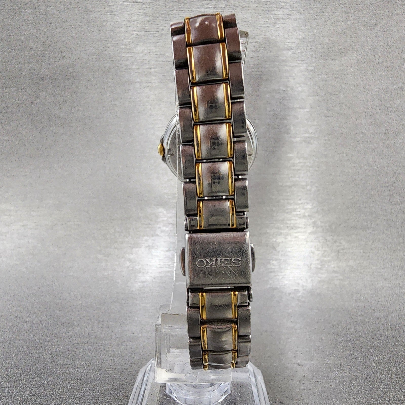 Seiko Watch Women 26mm Champagne Dial Two Tone Date 7n820419 New Battery7