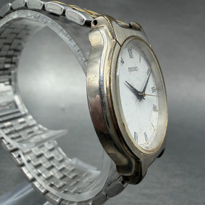 Seiko Watch Unisex 32mm White Dial Two Tone Round V701-2B50 New Battery Vintage3