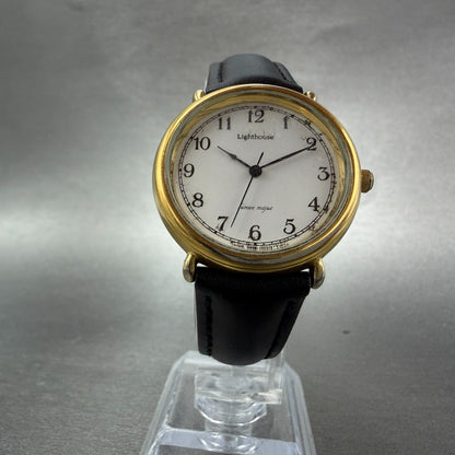 Citizen Lighthouse Watch Unisex 32mm White Dial Gold Round 3630-363086 New Bat5