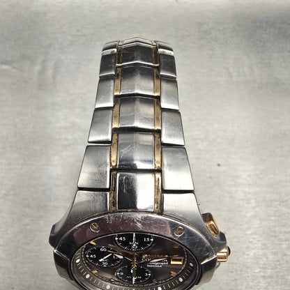 Seiko Coutura Chronograph Watch Men 39mm Gray Dial Two Tone Date 7T62-0FA0 Works4