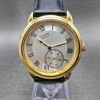 Citizen Watch Men 36mm Silver Dial Gold Tone Round READ!!!! 6045-G13648 New Batt0