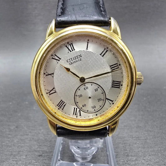 Citizen Watch Men 36mm Silver Dial Gold Tone Round READ!!!! 6045-G13648 New Batt0