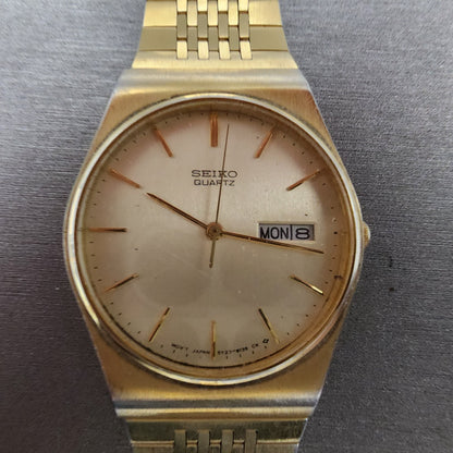 Seiko Watch Men 33mm Cream Dial Gold Tone Daydate Round 5Y238119 PARTS0
