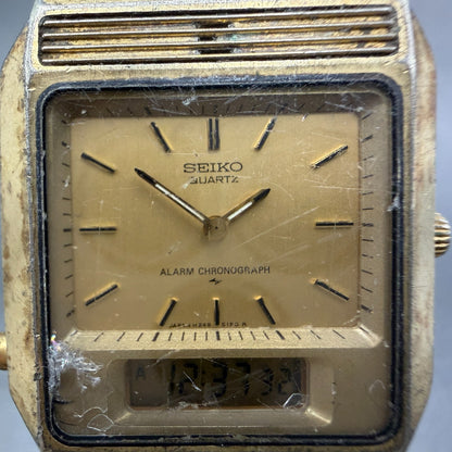 Seiko Analog Digital Watch Men 29mm Alarm Chrono Gold Tone H249-5149 PARTS2
