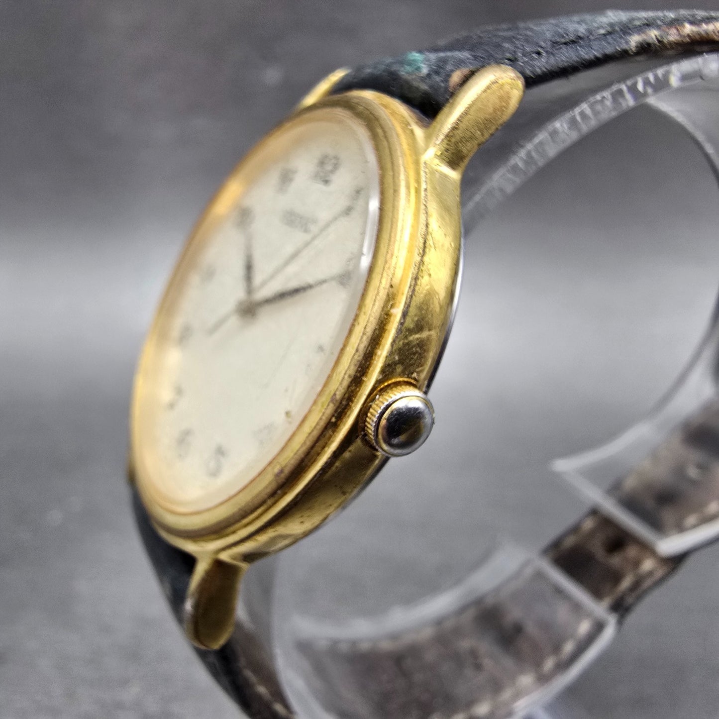Seiko Watch Men 33mm Cream Dial Gold Tone Round Round V701-2A49 PARTS4