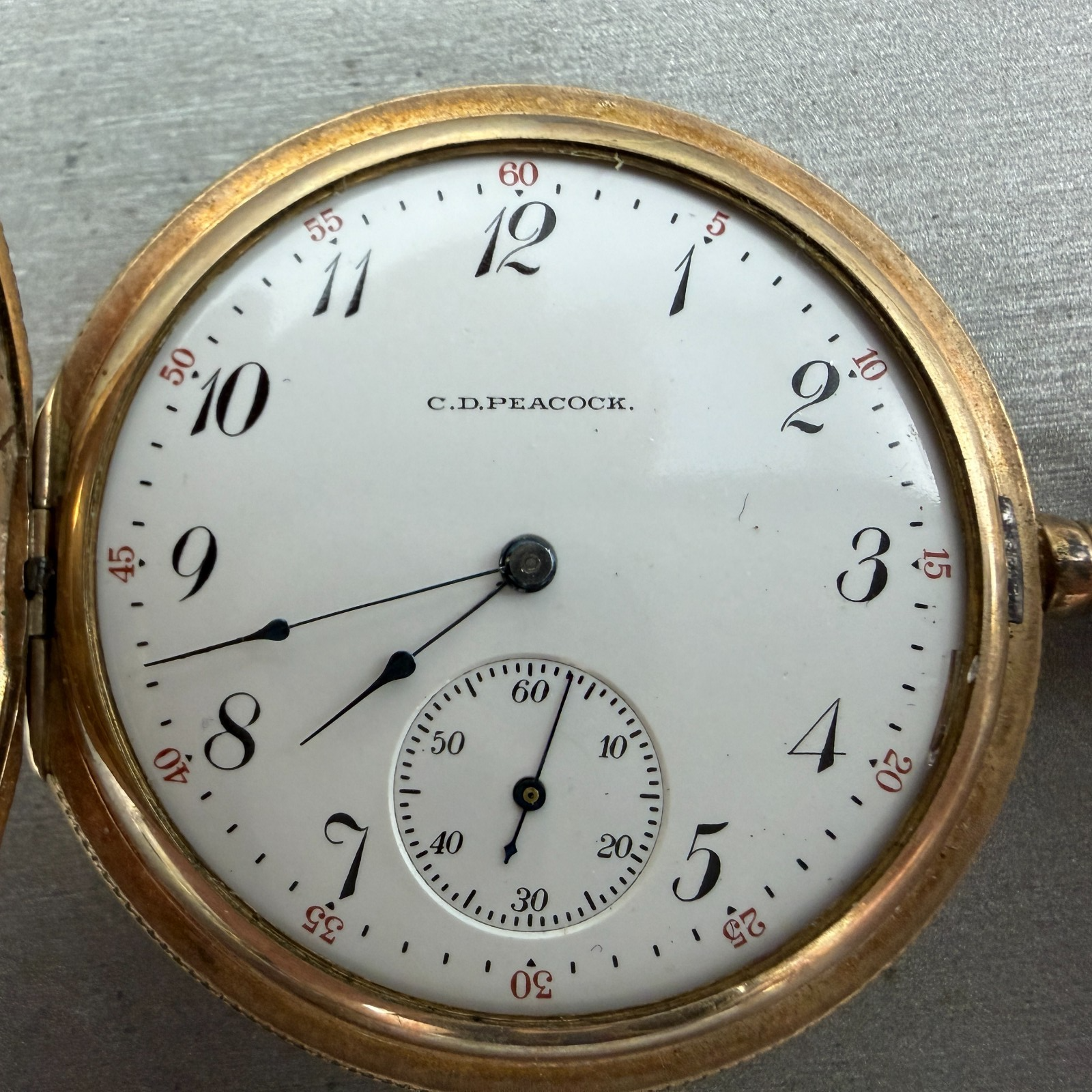 C.D.Peacock Elgin Pocket Watch 51.5mm White Dial Gold Filled Grade Runs0