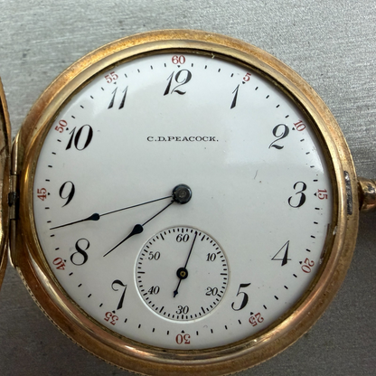 C.D.Peacock Elgin Pocket Watch 51.5mm White Dial Gold Filled Grade Runs0