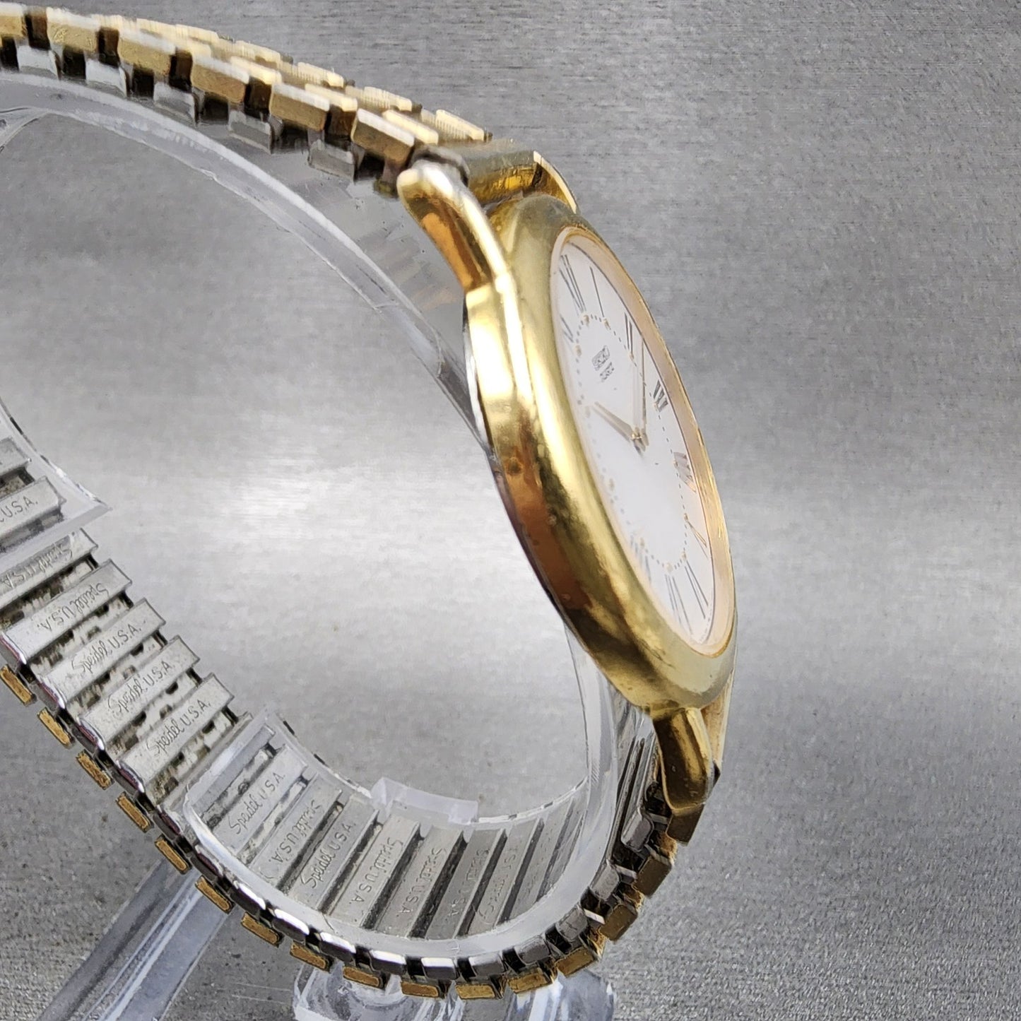 Seiko Watch Men 34mm White Dial Gold Tone Round Vintage 2K000039 New Battery3