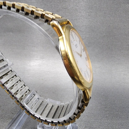 Seiko Watch Men 34mm White Dial Gold Tone Round Vintage 2K000039 New Battery3