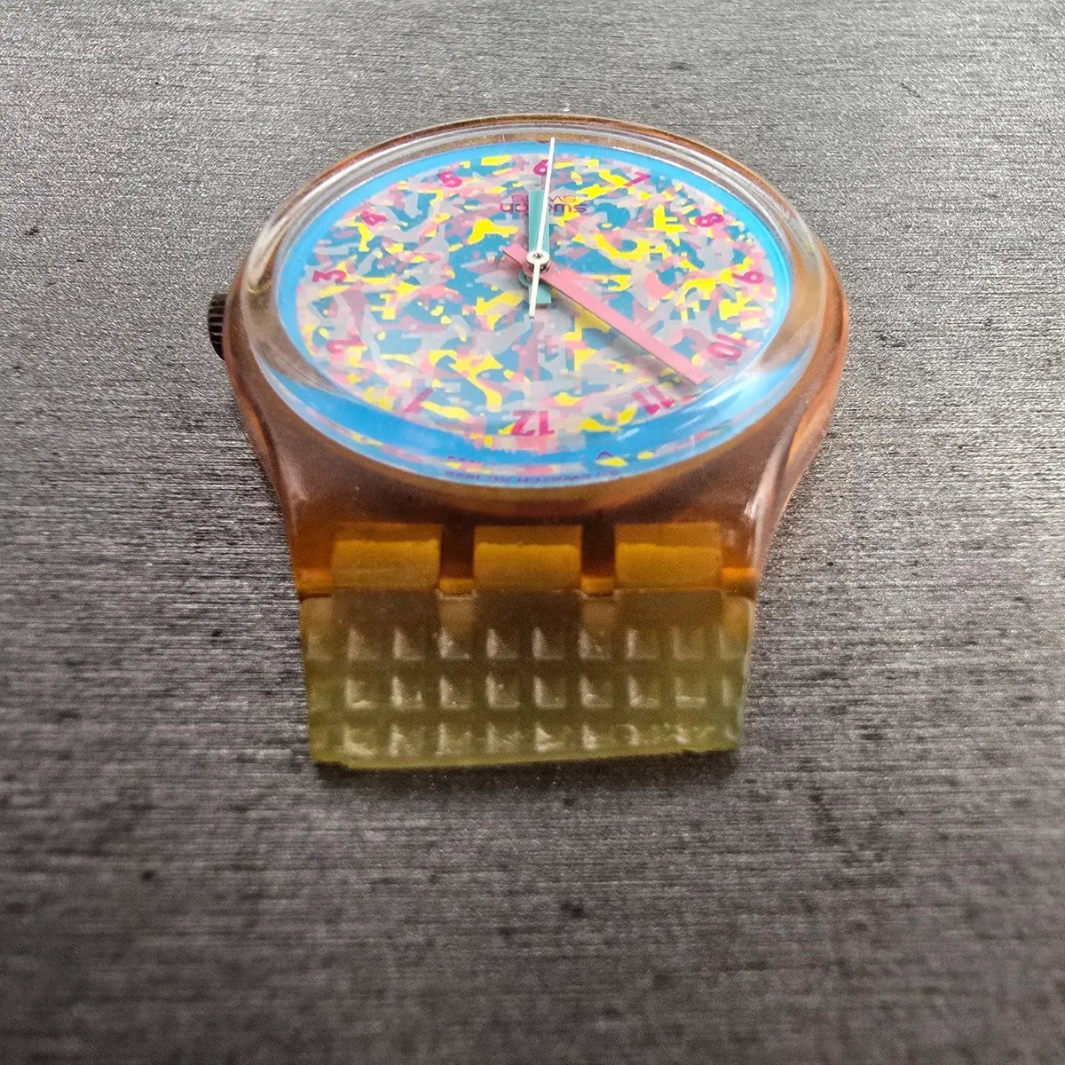 Swatch Rosehip Watch Women 34mm Blue Dial Clear Case Round GP100 New Battery5