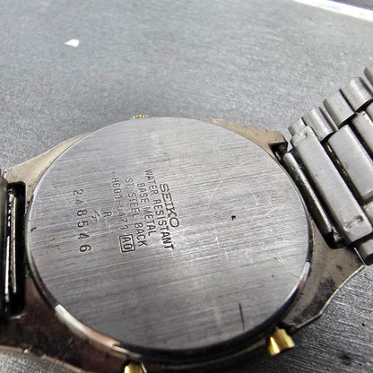 Seiko Analog Digital Watch Men 33mm Silver Dial Two Tone Alarm H601-5471 PARTS9