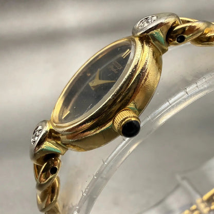 Citizen Elegance Watch Women 16mm Black Dial Gold Tone Oval 3220-326814 New Batt2