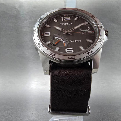 Citizen Eco-Drive PRT Watch Men 41mm Gray Dial Steel Date Round AW7039-01H Works5