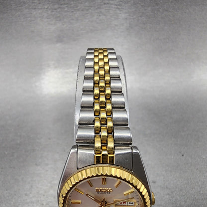 Seiko Watch Women 24mm White Dial Two Tone Daydate Round 7N830041 New Battery4