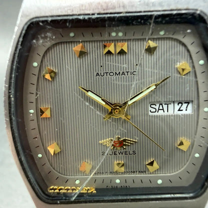 Citizen Eagle 7 Automatic Watch Men 34mm Gray Dial Silver Tone Daydate PARTS VTG2