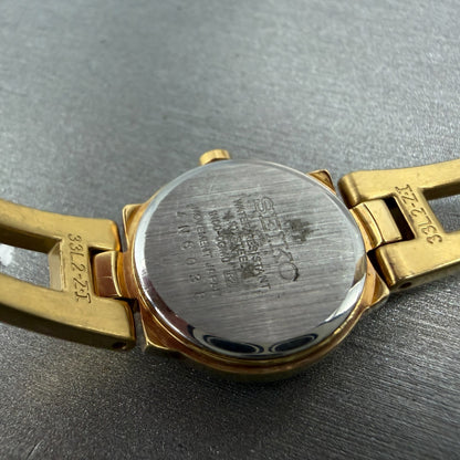 Seiko Watch Women 20mm Black Dial Gold Tone Round 1N00-0GM0 New Battery Vintage9