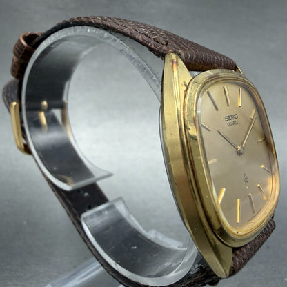 Seiko Watch Men 33mm Champagne Dial Gold Tone Round 7820-5420 New Battery3