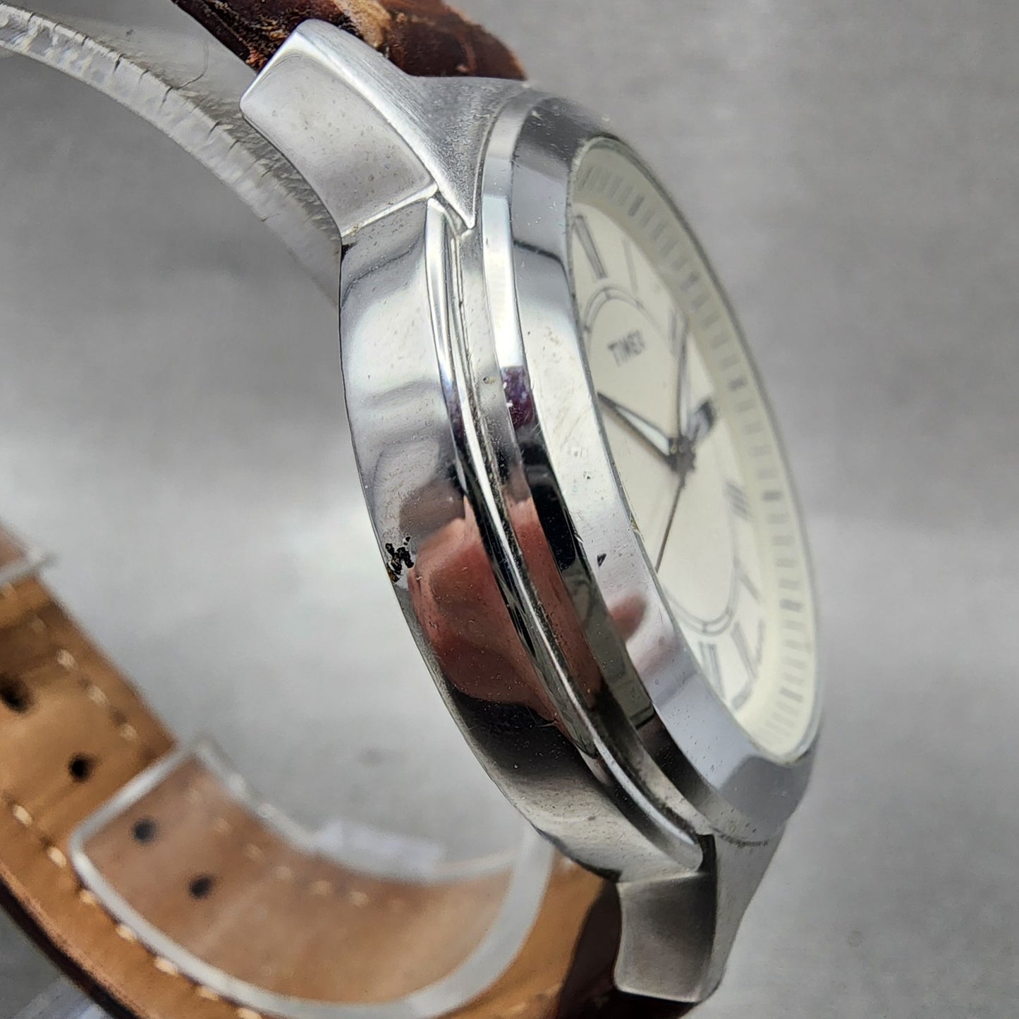 Timex Easy Reader Watch Men 40mm White Dial Silver Tone Daydate Round New Batt3