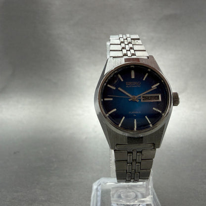 Seiko Automatic Watch Women 25mm Blue Dial Silver Tone Daydate 2206-0720 Runs5