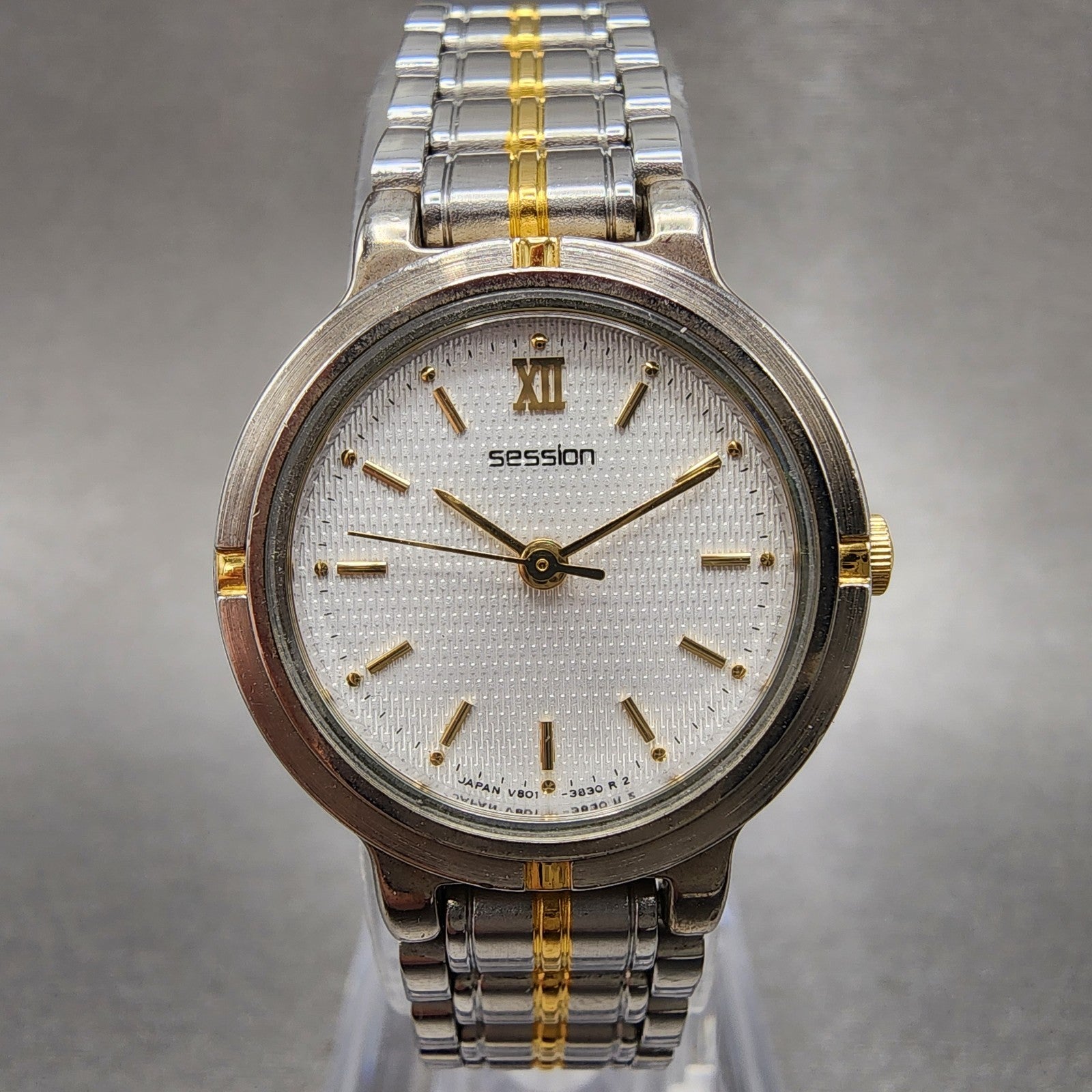 Seiko Session Watch Women 24mm White Dial Two Tone Round V801113A New Battery0