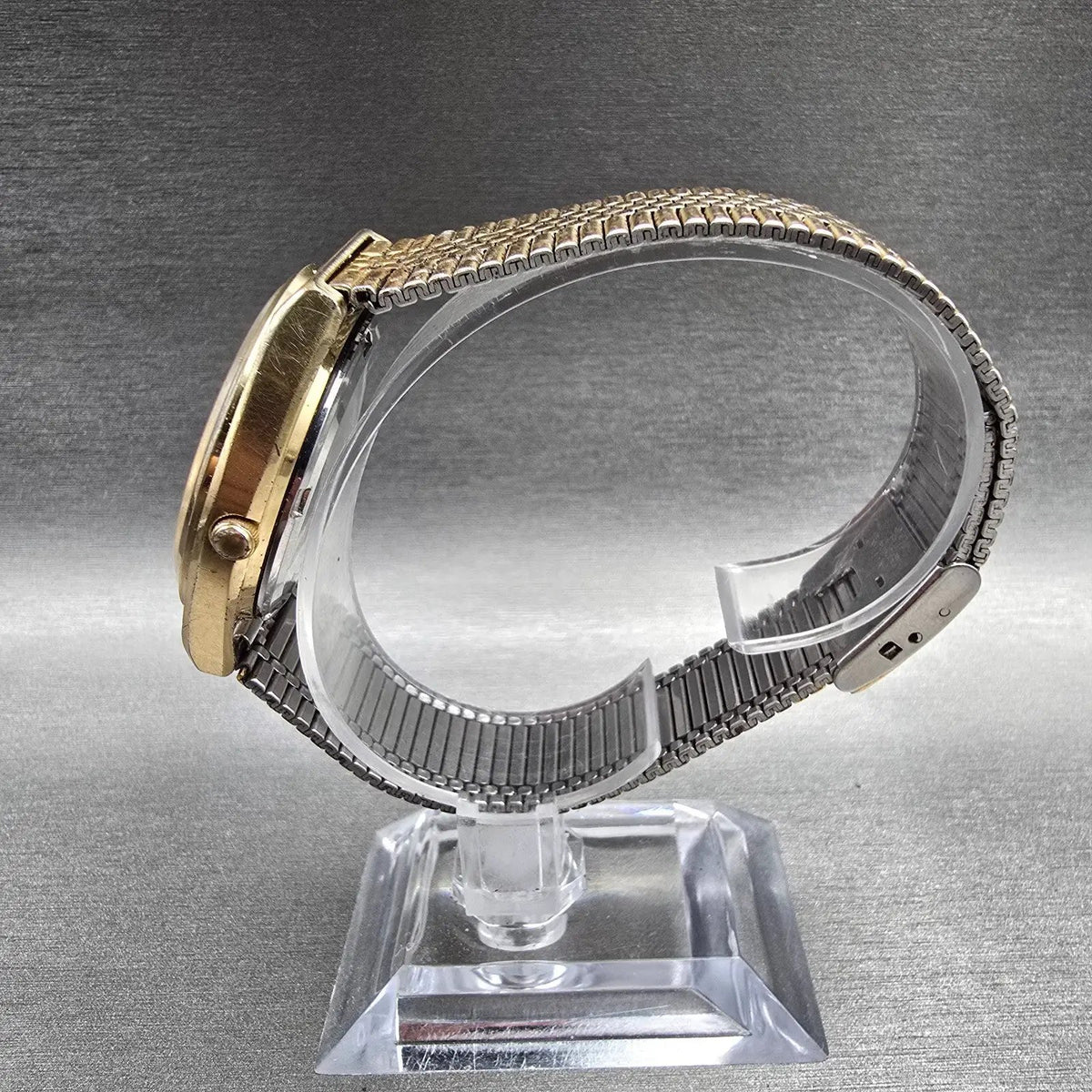Seiko SQ Watch Men35mm Silver Dial Gold Daydate Round 8223-8029 New Battery JP46