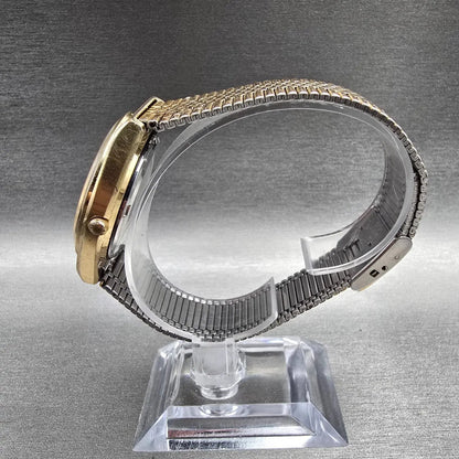 Seiko SQ Watch Men35mm Silver Dial Gold Daydate Round 8223-8029 New Battery JP46
