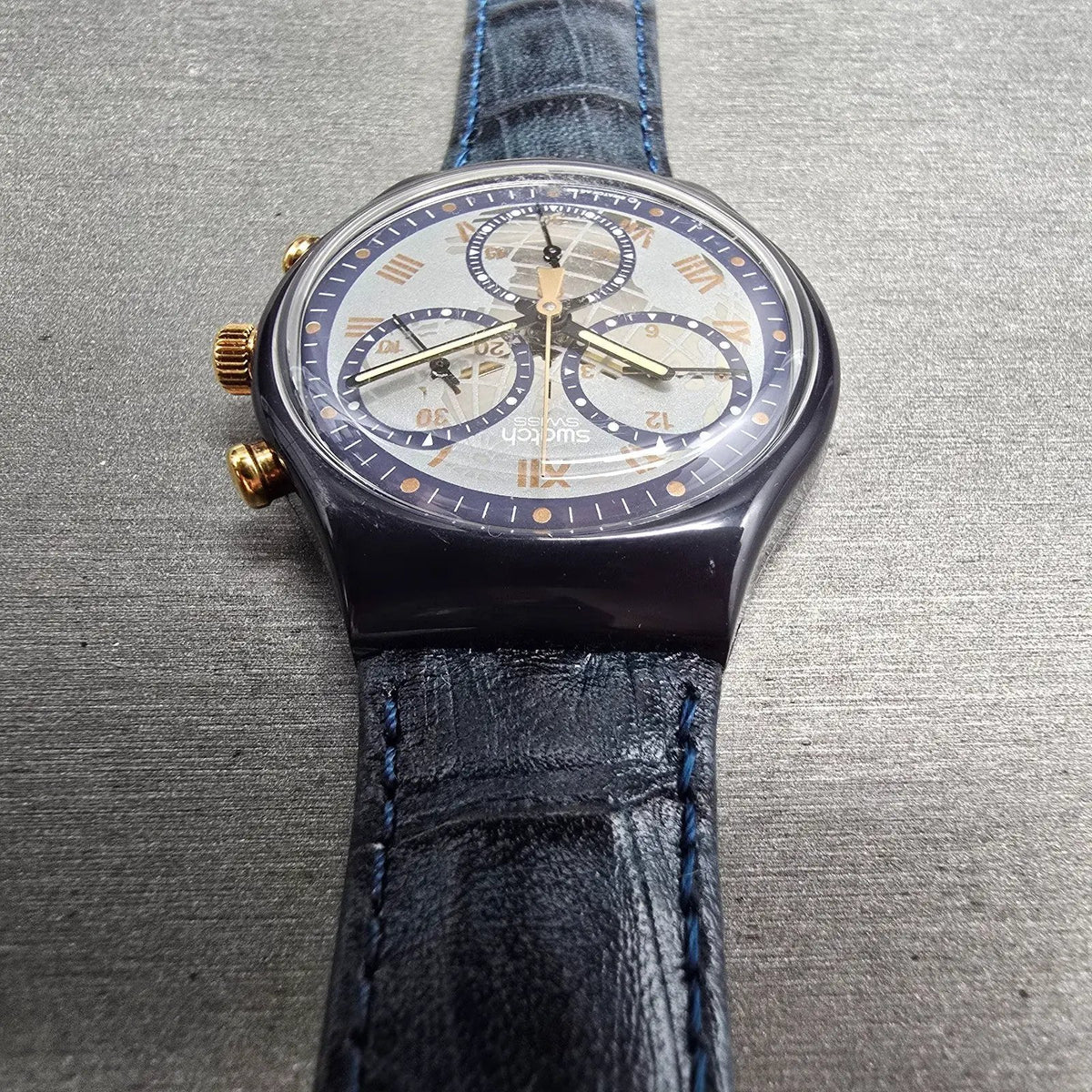 Swatch Chrono Timeless Zone Watch Men 37mm Silver Dial SCN104 New Battery NOS7