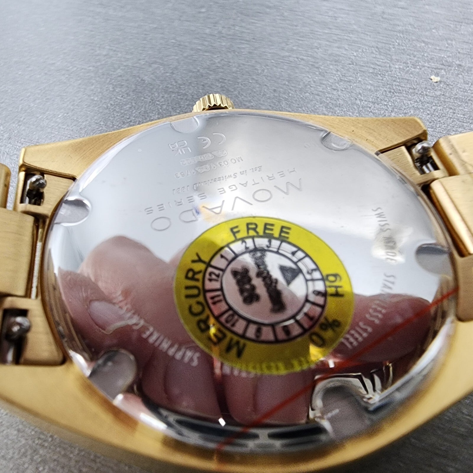 Movado Heritage Datron Watch Men 39mm Blue Dial Gold Tone Date Round 36501439