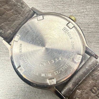 Seiko SQ Watch Men 33mm Gray Dial Two Tone Date Round 5H22-6109 New Battery10