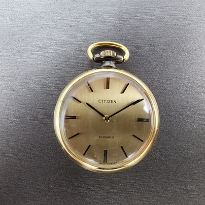 Citizen Pendant Watch Women 29mm Gold Dial Gold Tone Manual Wind Round Runs0