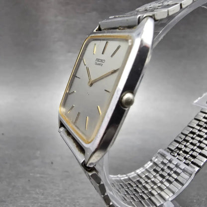 Seiko Tank Watch Men 26mm Silver Dial Silver Tone Rectangle 7430-5300 PARTS VTG3