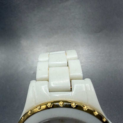 Michael Kors Madison Watch Women 41mm MOP Dial White Tone Date Mk-5249 New Batt4