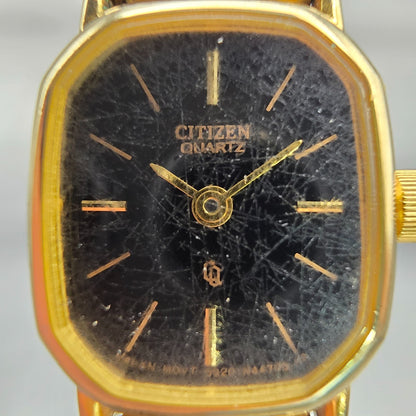 Citizen CQ Watch Women 17mm Black Dial Gold Tone Oval 5920-S48810 New Battery1