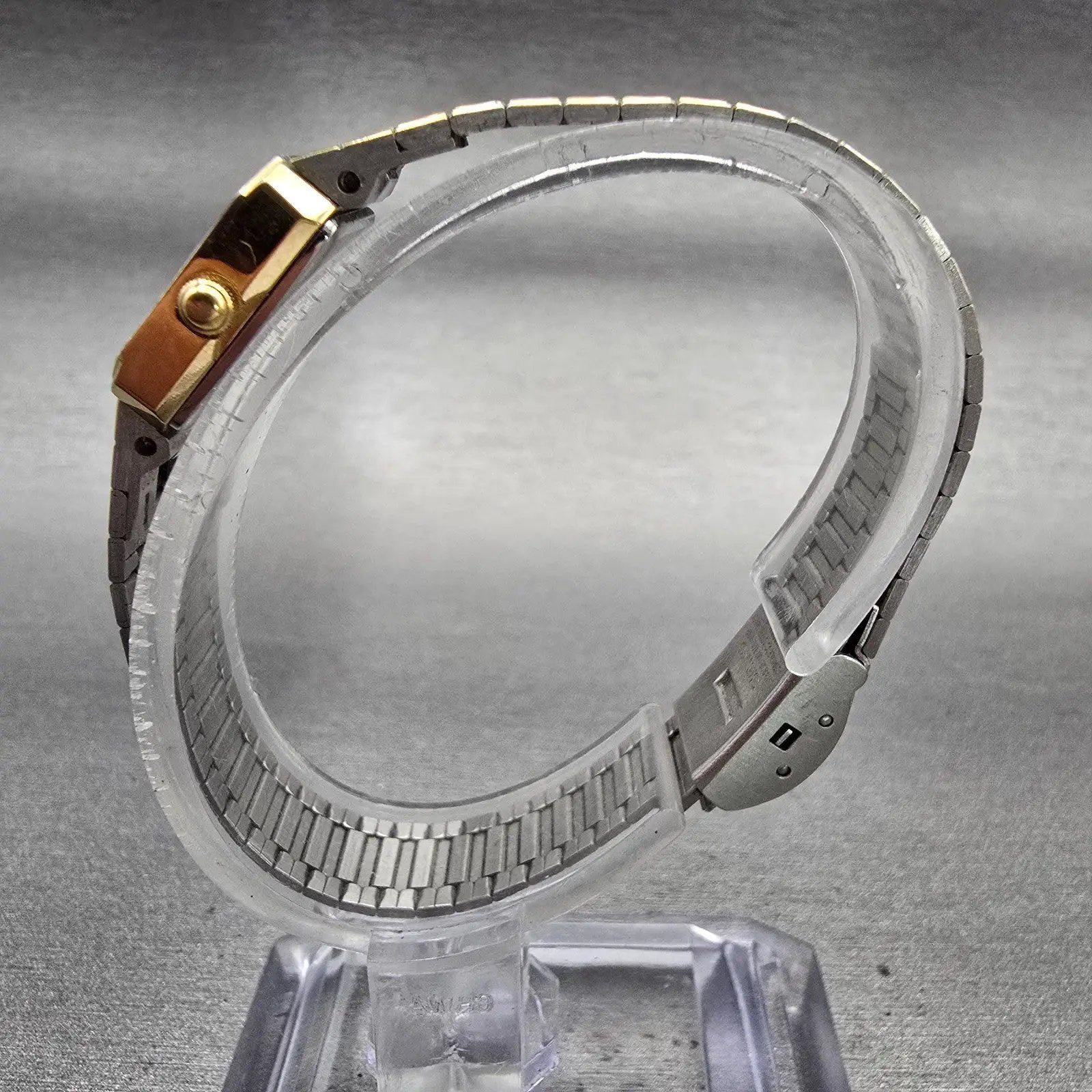 Seiko Tank Watch Women 13mm Silver Dial Two Tone Rectangle 1E20-5520 New Battery6