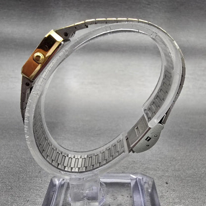 Seiko Tank Watch Women 13mm Silver Dial Two Tone Rectangle 1E20-5520 New Battery6