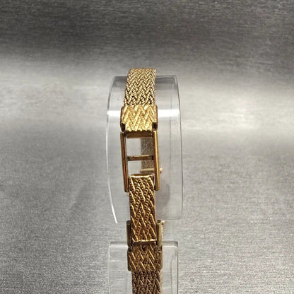 Bulova Watch Women 15mm Gold Dial Gold Tone Oval New Battery Vintage7