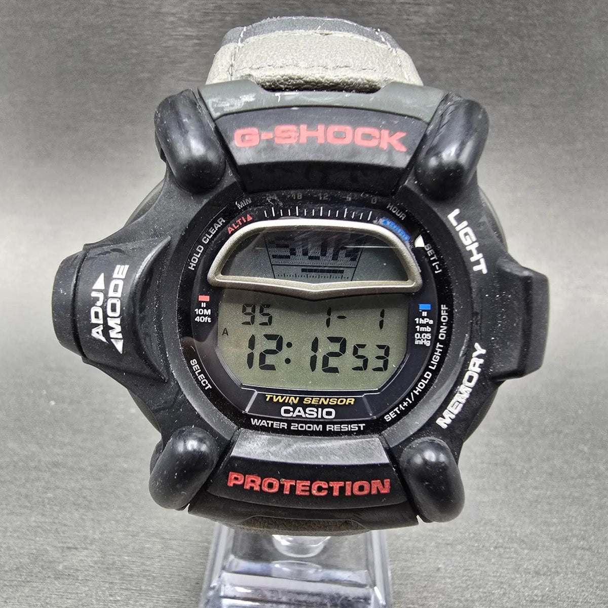 Casio G-Shock Riseman DW-9100 Watch Men 54mm Black Alarm Chronograph New battery0